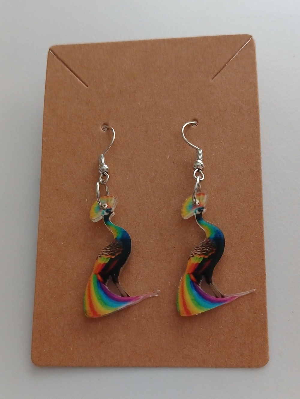 Fashion Jewelry Rainbow Peacock Dangle Earrings - Multicolor
